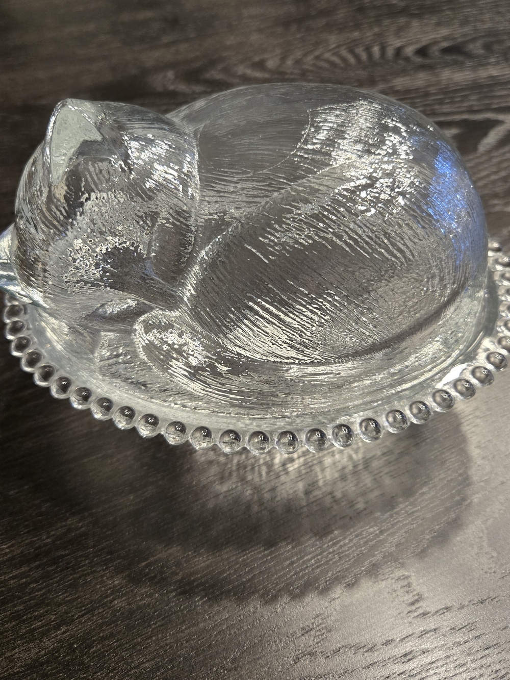 Clear Glass Cat Dish